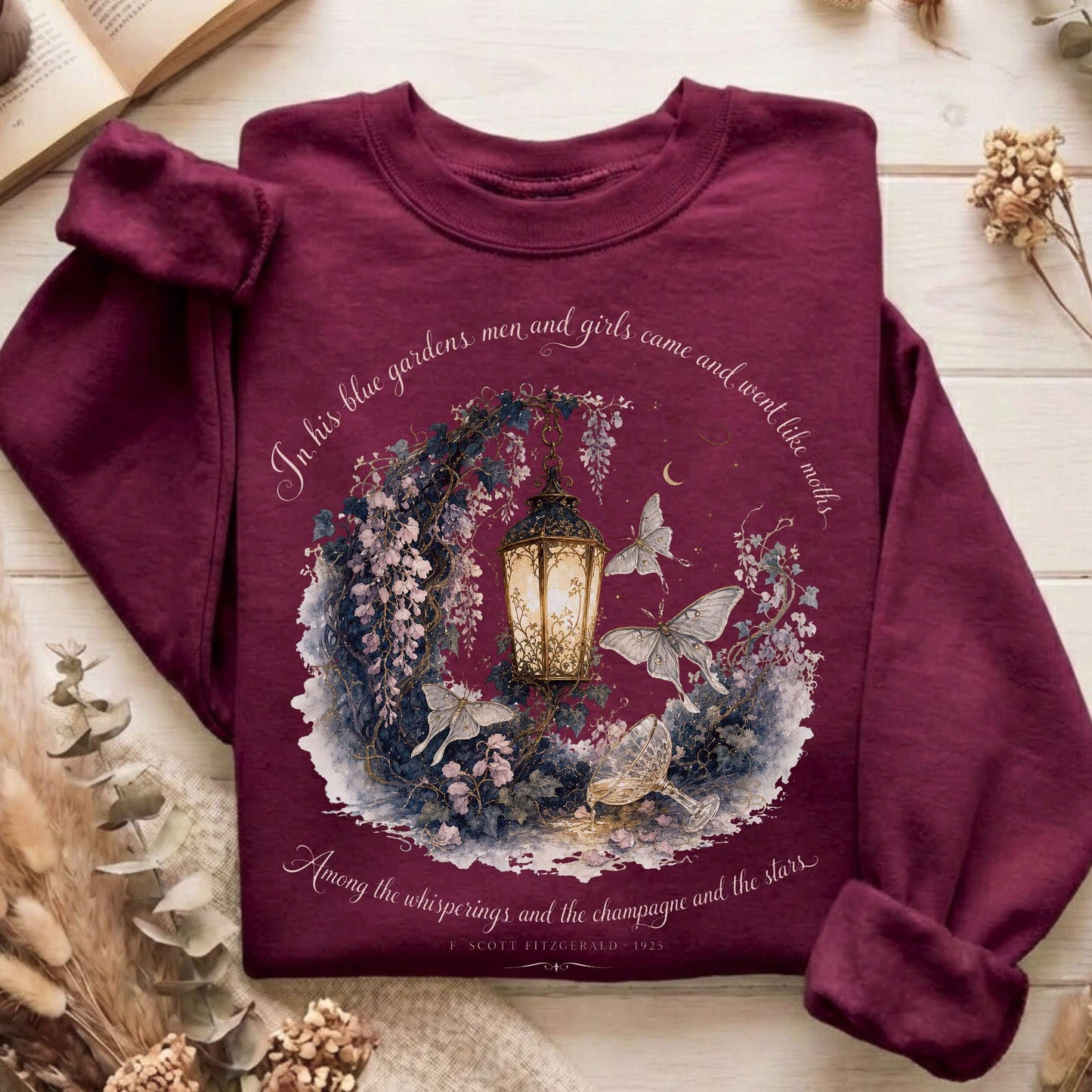In His Blue Gardens The Great Gatsby Literary Sweatshirt