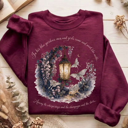 In His Blue Gardens The Great Gatsby Literary Sweatshirt