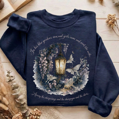 In His Blue Gardens The Great Gatsby Literary Sweatshirt