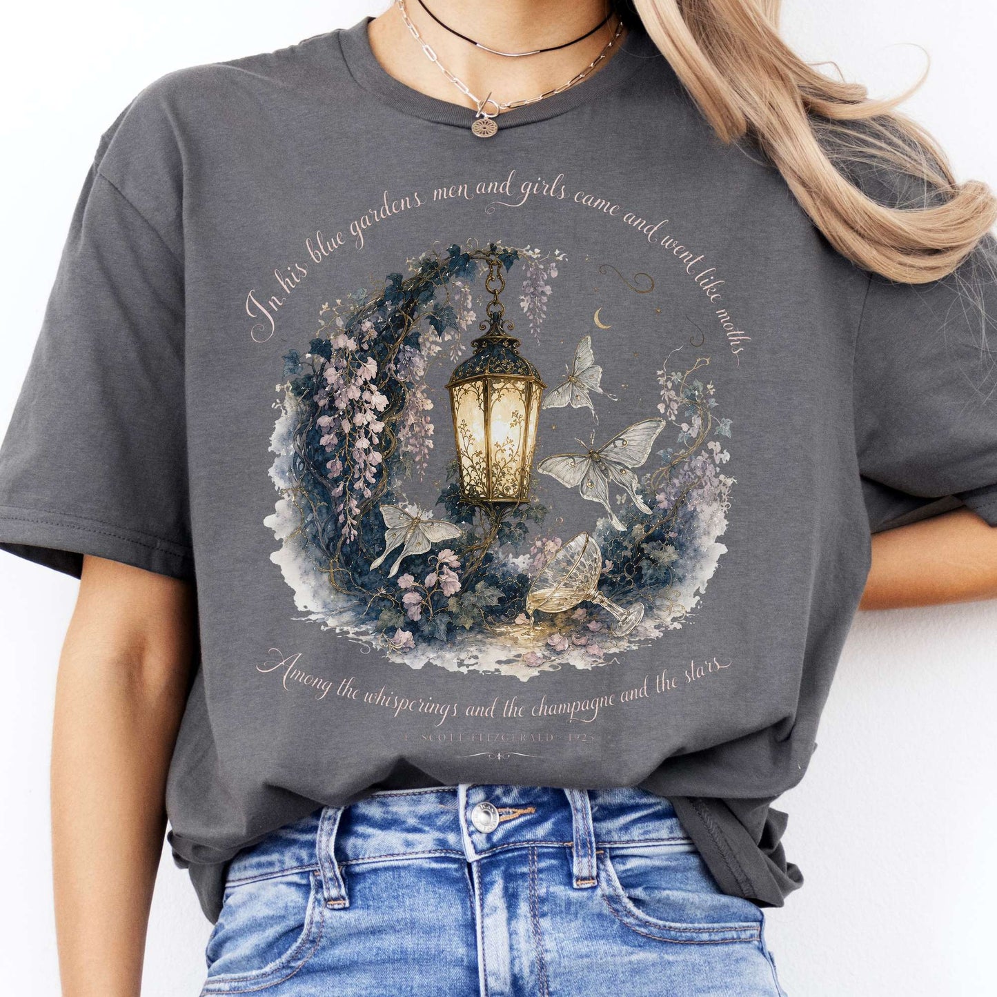 In His Blue Gardens The Great Gatsby Literary T-Shirt
