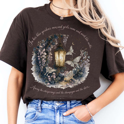 In His Blue Gardens The Great Gatsby Literary T-Shirt