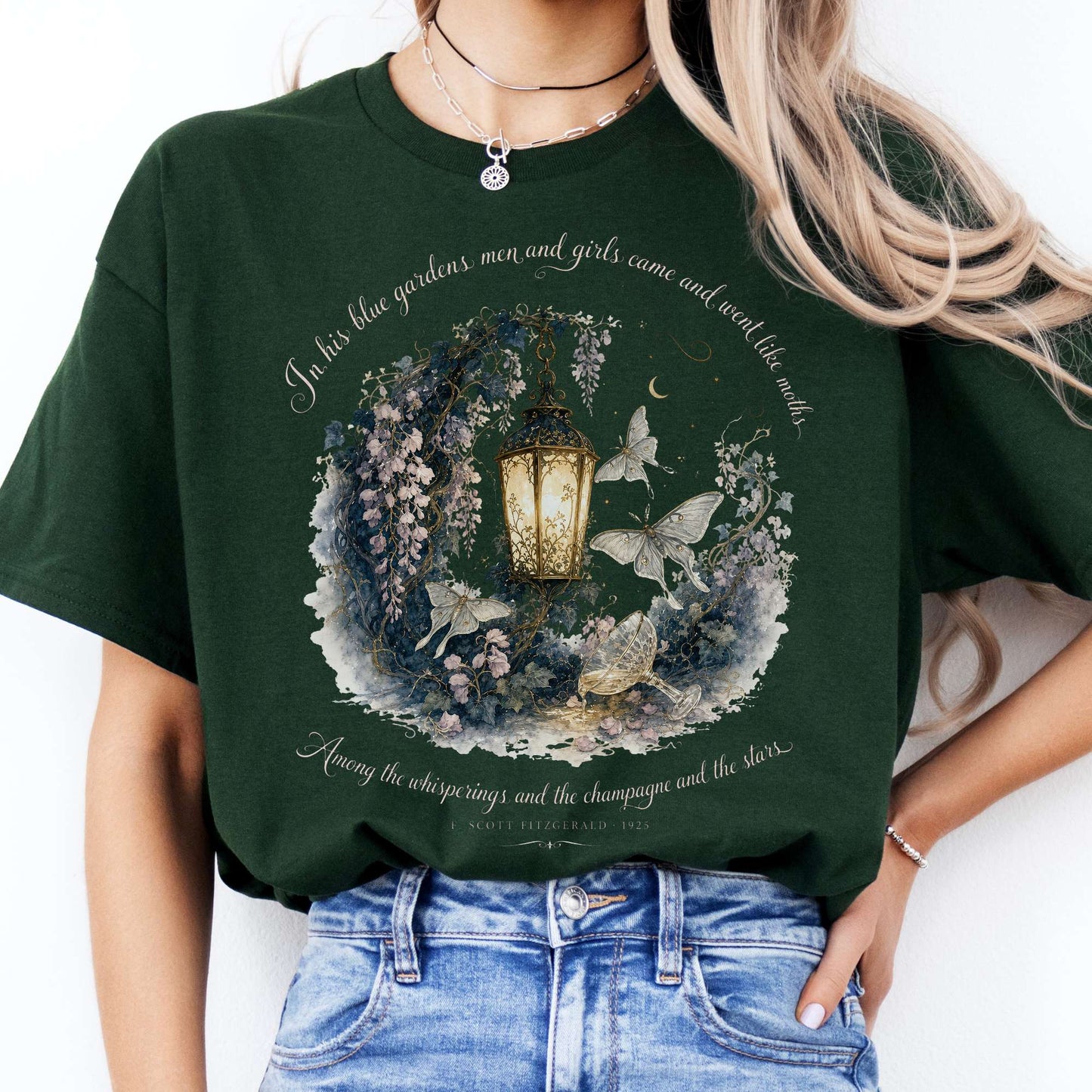 In His Blue Gardens The Great Gatsby Literary T-Shirt