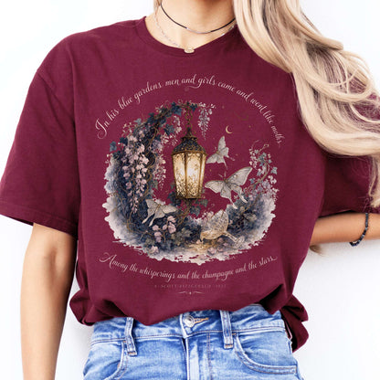 In His Blue Gardens The Great Gatsby Literary T-Shirt