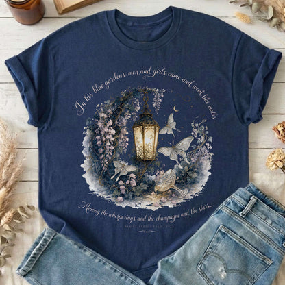 In His Blue Gardens The Great Gatsby Literary T-Shirt