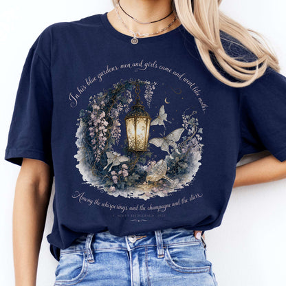 In His Blue Gardens The Great Gatsby Literary T-Shirt