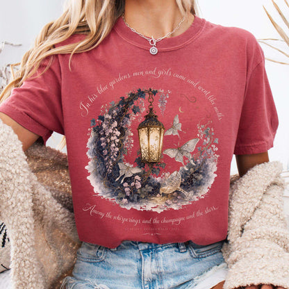 T-Shirt Crimson / S In His Blue Gardens The Great Gatsby Literary T-Shirt The Mystic Eden