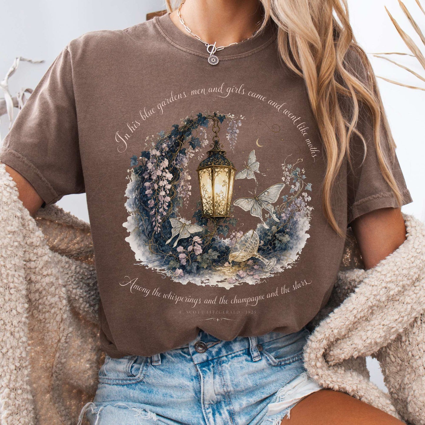 T-Shirt Espresso / S In His Blue Gardens The Great Gatsby Literary T-Shirt The Mystic Eden