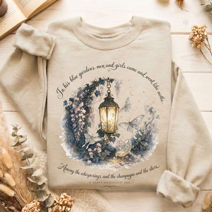 In His Blue Gardens The Great Gatsby Literary Sweatshirt