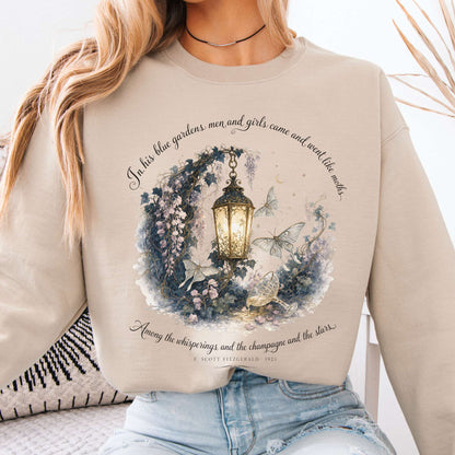 In His Blue Gardens The Great Gatsby Literary Sweatshirt