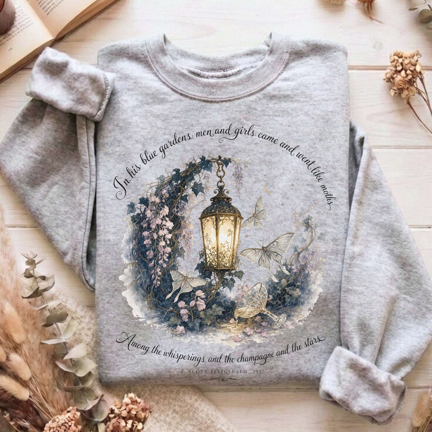 In His Blue Gardens The Great Gatsby Literary Sweatshirt