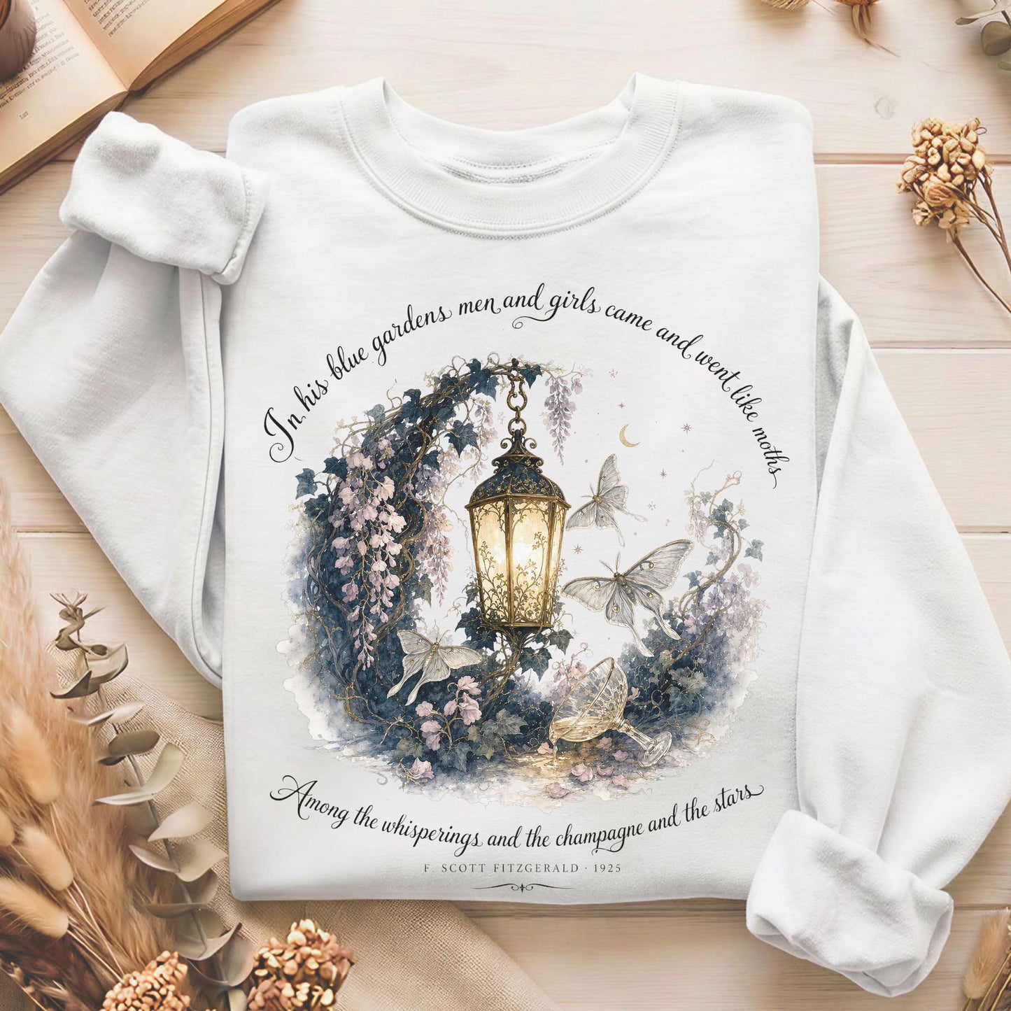 In His Blue Gardens The Great Gatsby Literary Sweatshirt