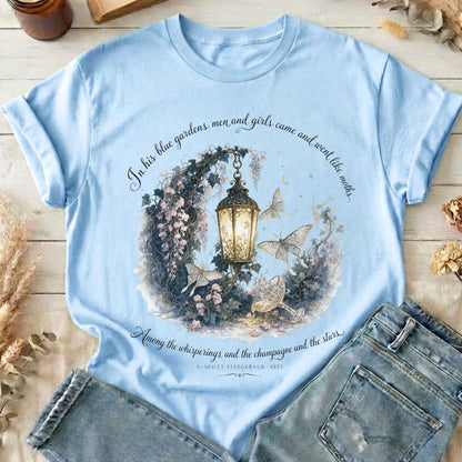 In His Blue Gardens The Great Gatsby Literary T-Shirt