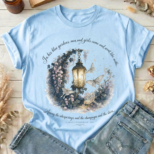 In His Blue Gardens The Great Gatsby Literary T-Shirt