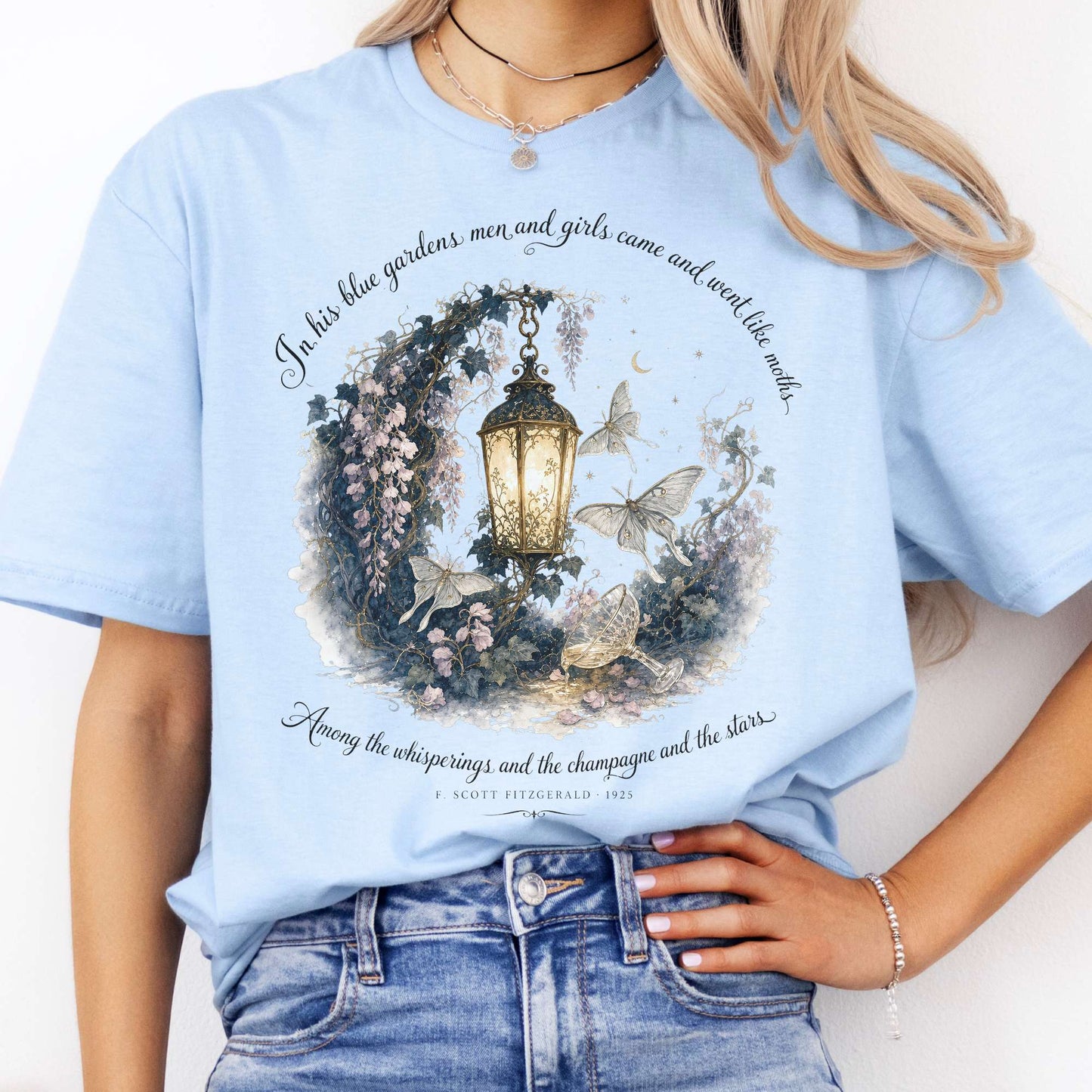 In His Blue Gardens The Great Gatsby Literary T-Shirt