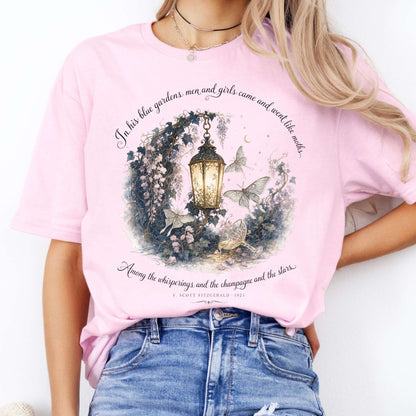 In His Blue Gardens The Great Gatsby Literary T-Shirt