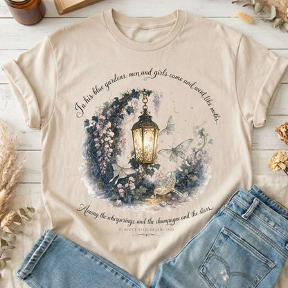 In His Blue Gardens The Great Gatsby Literary T-Shirt
