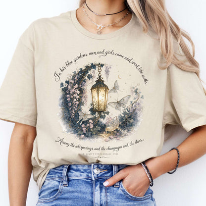 In His Blue Gardens The Great Gatsby Literary T-Shirt