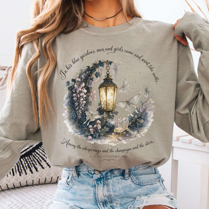 Long-sleeve Sandstone / S In His Blue Gardens The Great Gatsby Literary Long Sleeve The Mystic Eden