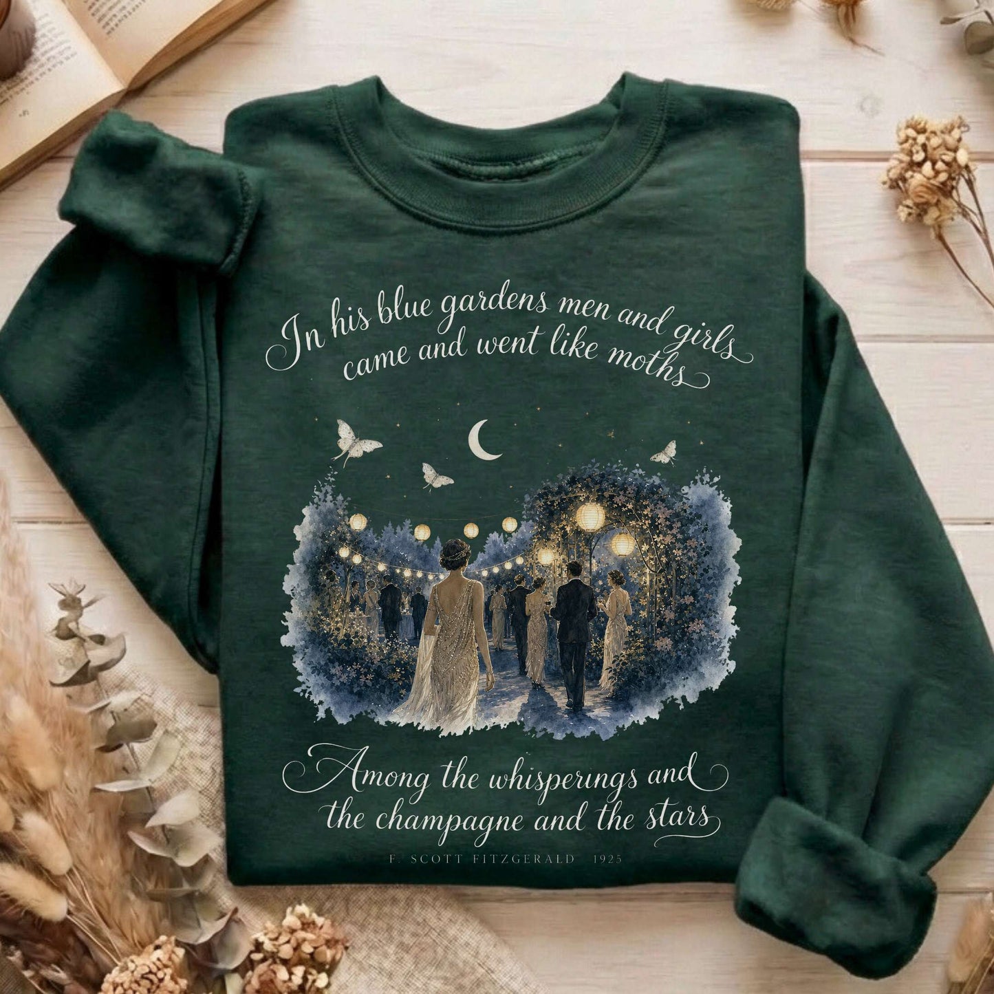 Among the Whisperings The Great Gatsby Fitzgerald Literary Sweatshirt