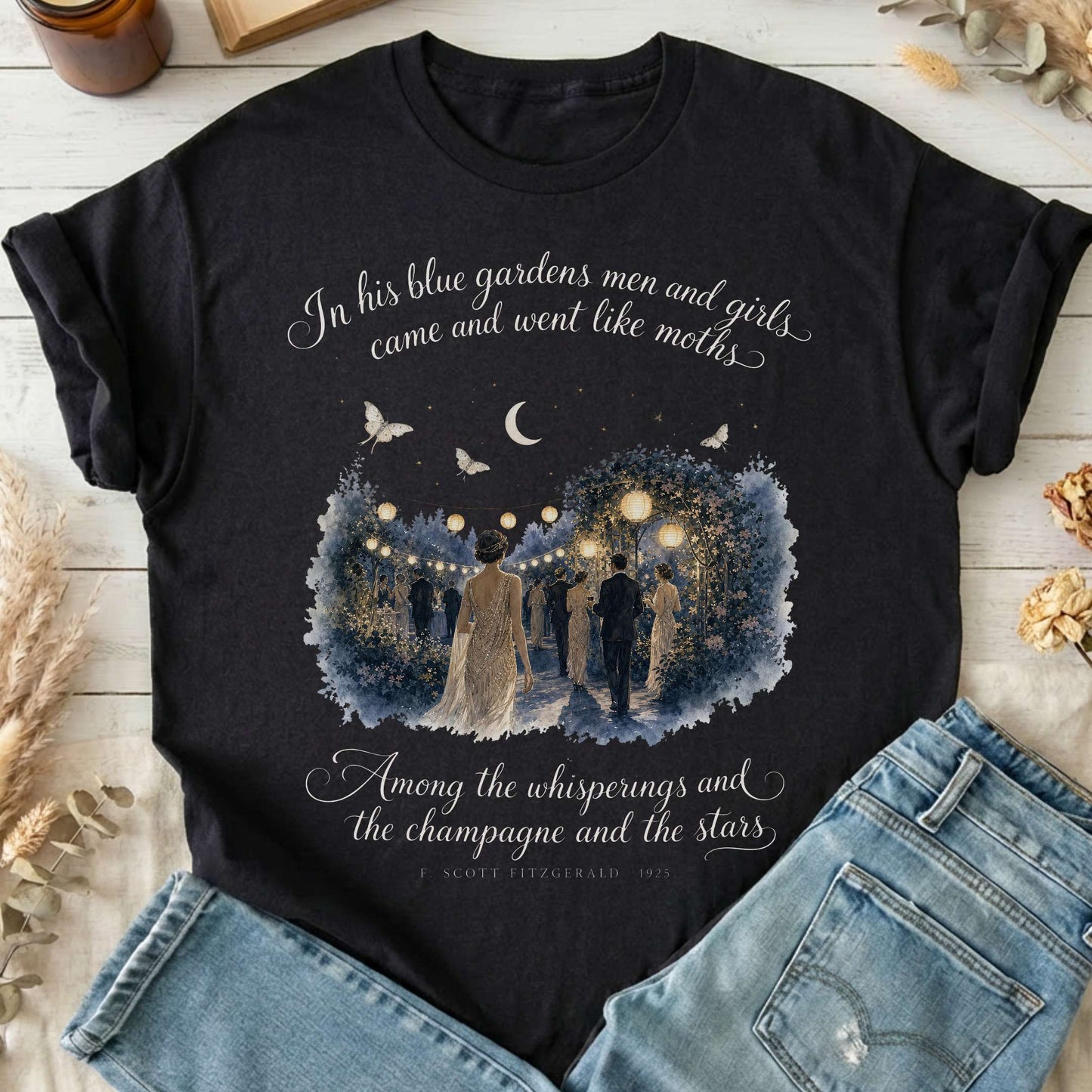 Among the Whisperings The Great Gatsby Fitzgerald Literary T-Shirt