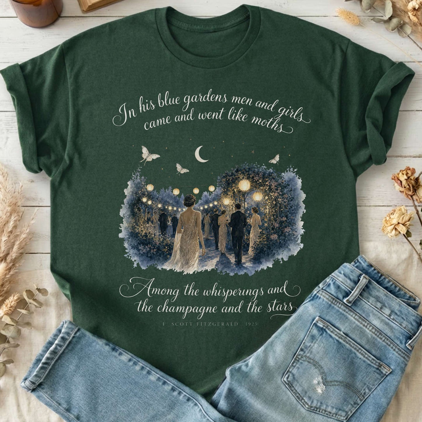 Among the Whisperings The Great Gatsby Fitzgerald Literary T-Shirt