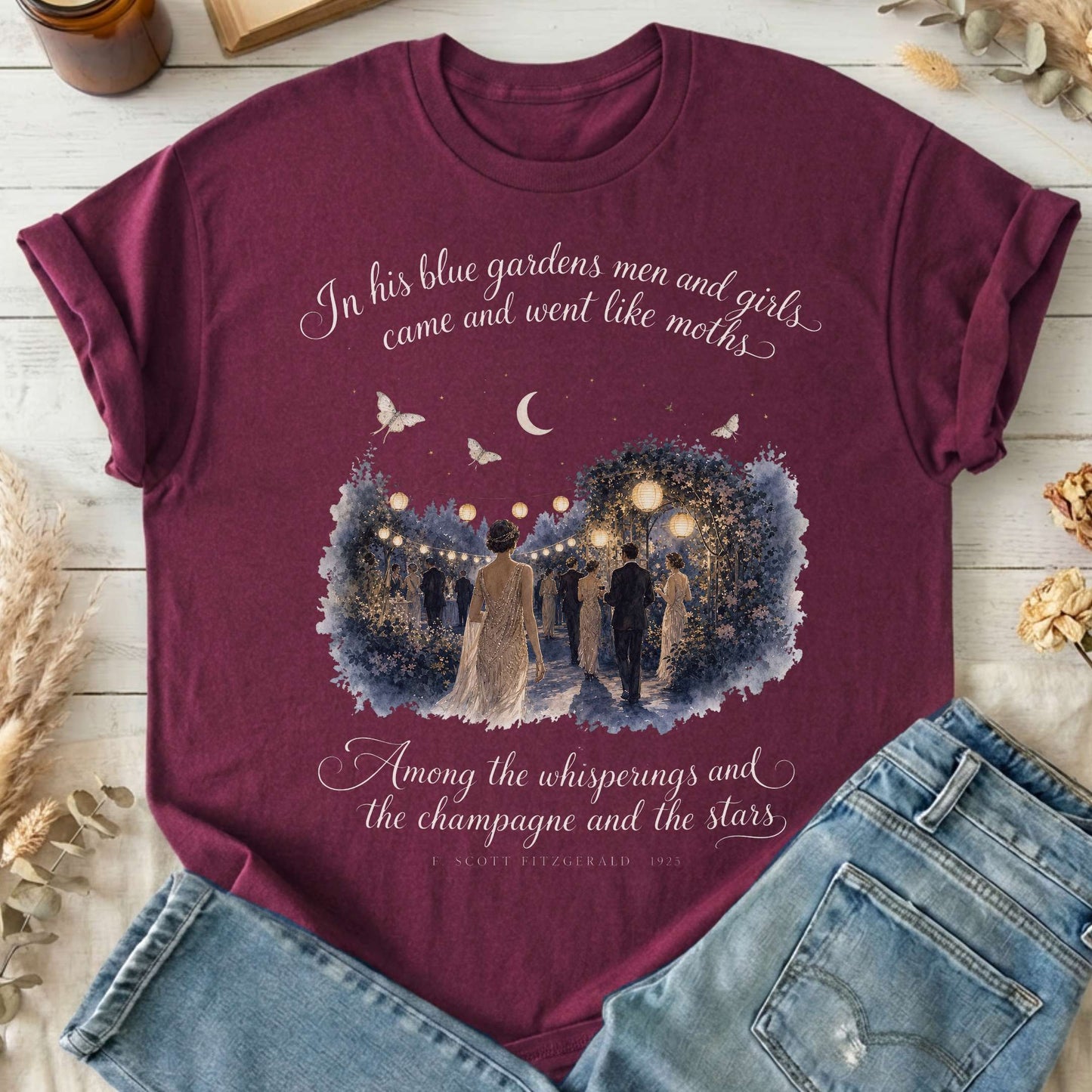 Among the Whisperings The Great Gatsby Fitzgerald Literary T-Shirt