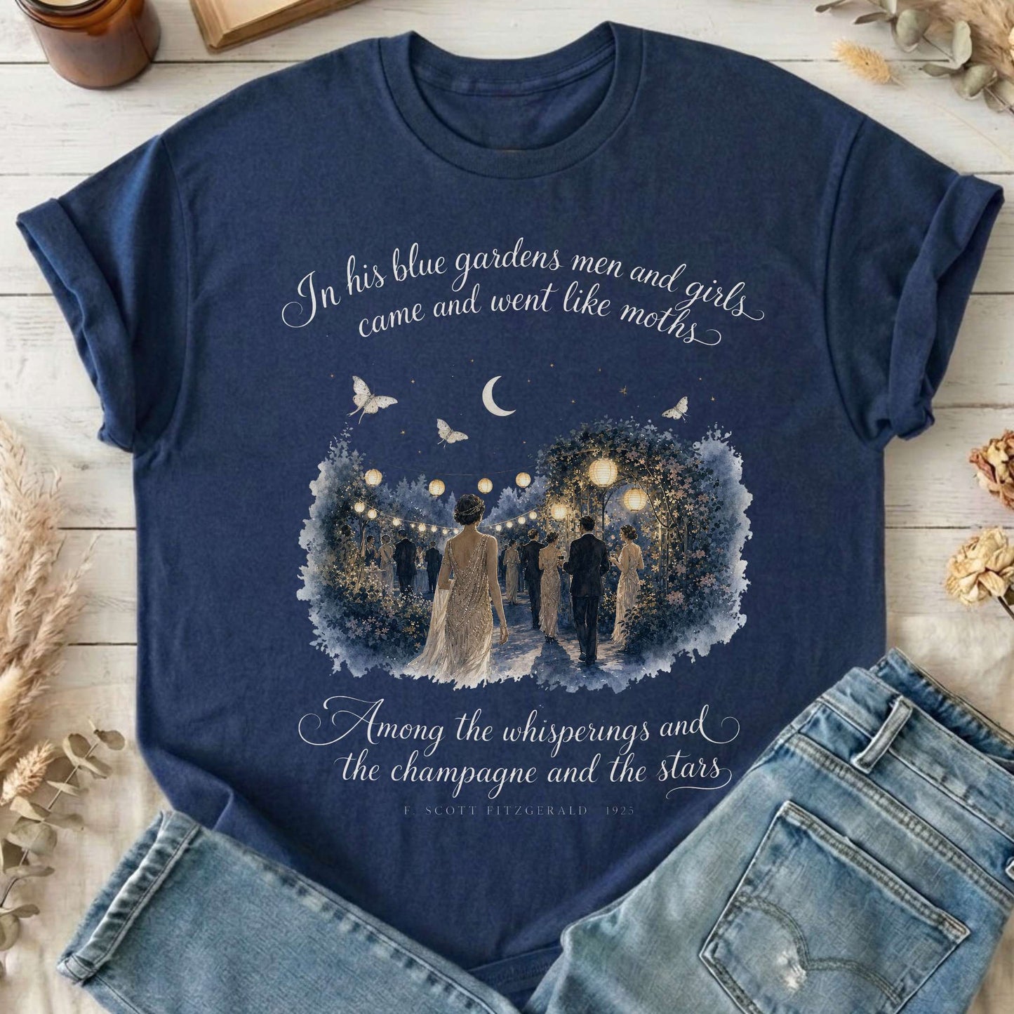 Among the Whisperings The Great Gatsby Fitzgerald Literary T-Shirt