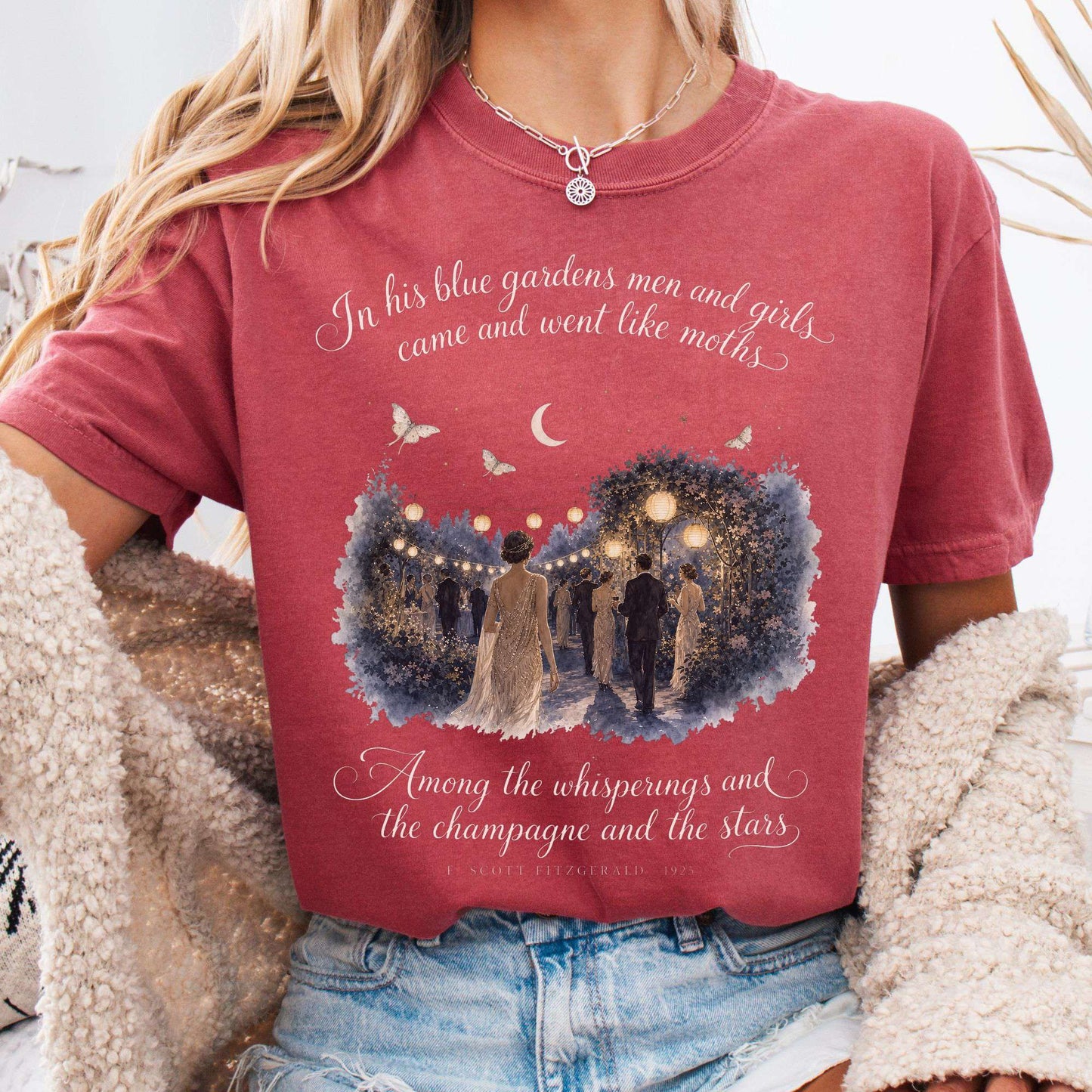 T-Shirt Crimson / S Among the Whisperings The Great Gatsby Fitzgerald Literary T-Shirt The Mystic Eden