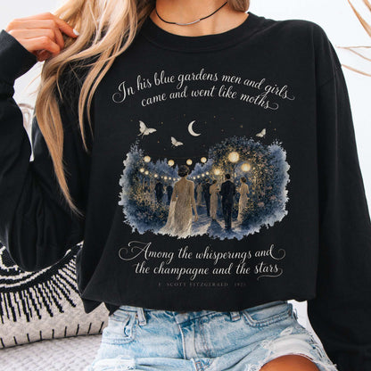 Long-sleeve Black / S Among the Whisperings The Great Gatsby Fitzgerald Literary Long Sleeve The Mystic Eden