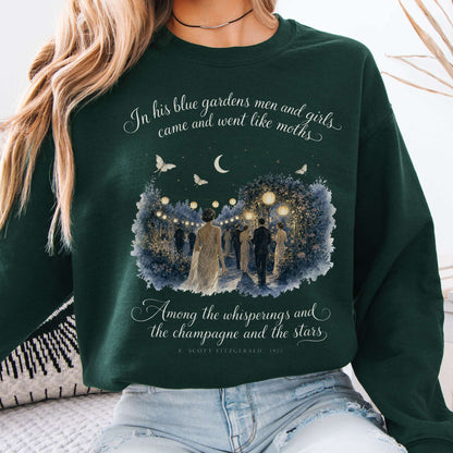 Sweatshirt Forest Green / S Among the Whisperings The Great Gatsby Fitzgerald Literary Crewneck Sweatshirt The Mystic Eden