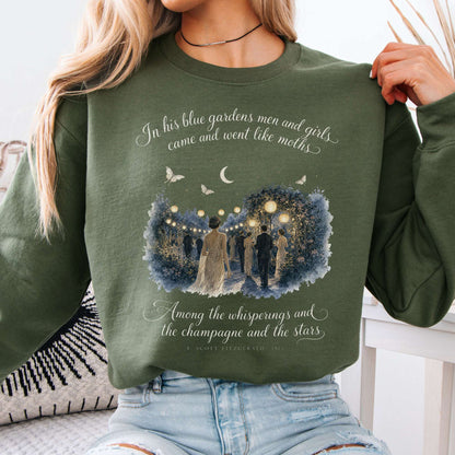 Sweatshirt Military Green / S Among the Whisperings The Great Gatsby Fitzgerald Literary Crewneck Sweatshirt The Mystic Eden