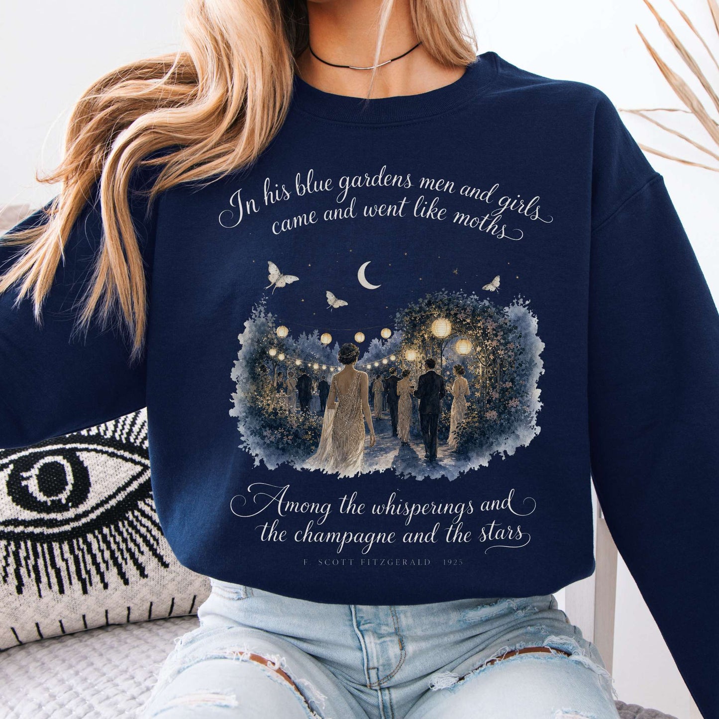 Sweatshirt Navy / S Among the Whisperings The Great Gatsby Fitzgerald Literary Crewneck Sweatshirt The Mystic Eden