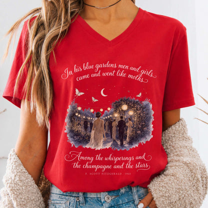 Among the Whisperings The Great Gatsby Fitzgerald Literary V-Neck