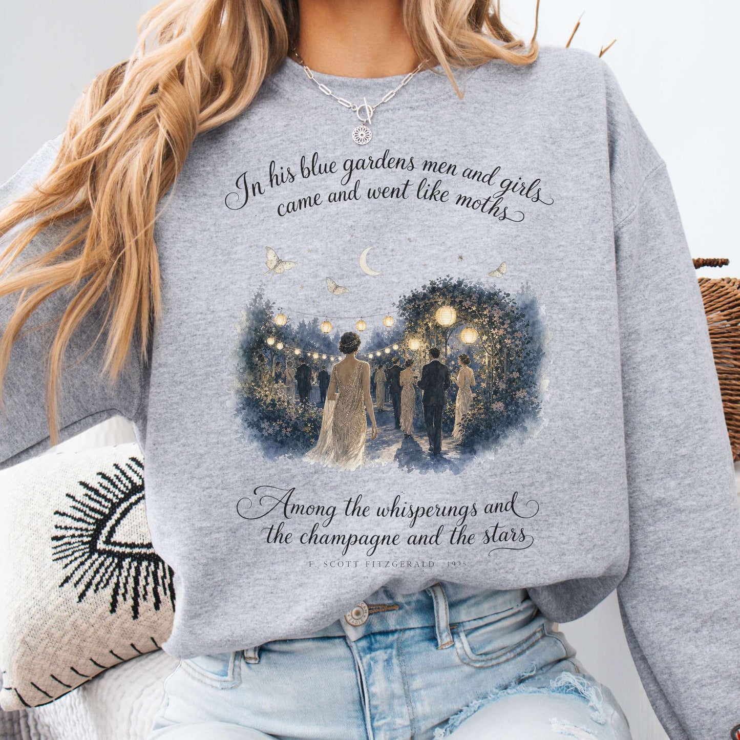 Among the Whisperings The Great Gatsby Fitzgerald Literary Sweatshirt