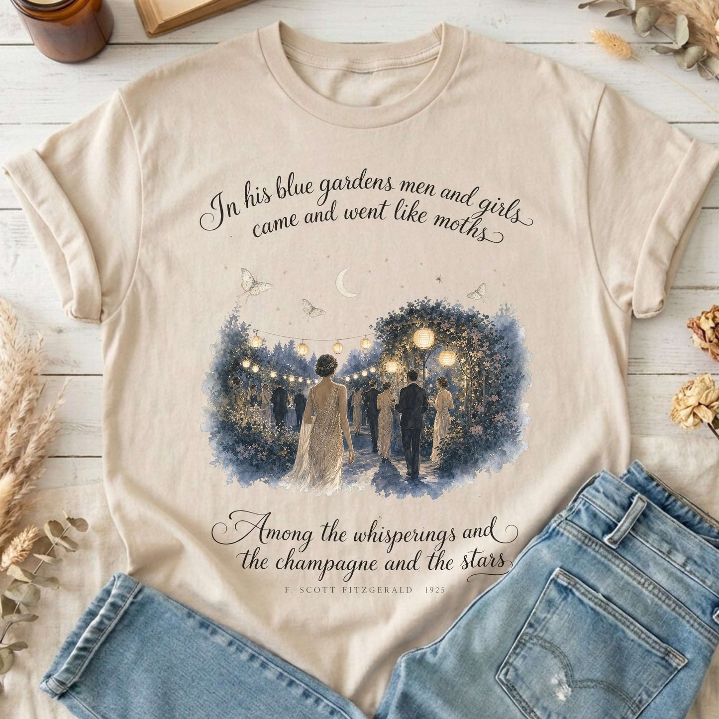 Among the Whisperings The Great Gatsby Fitzgerald Literary T-Shirt