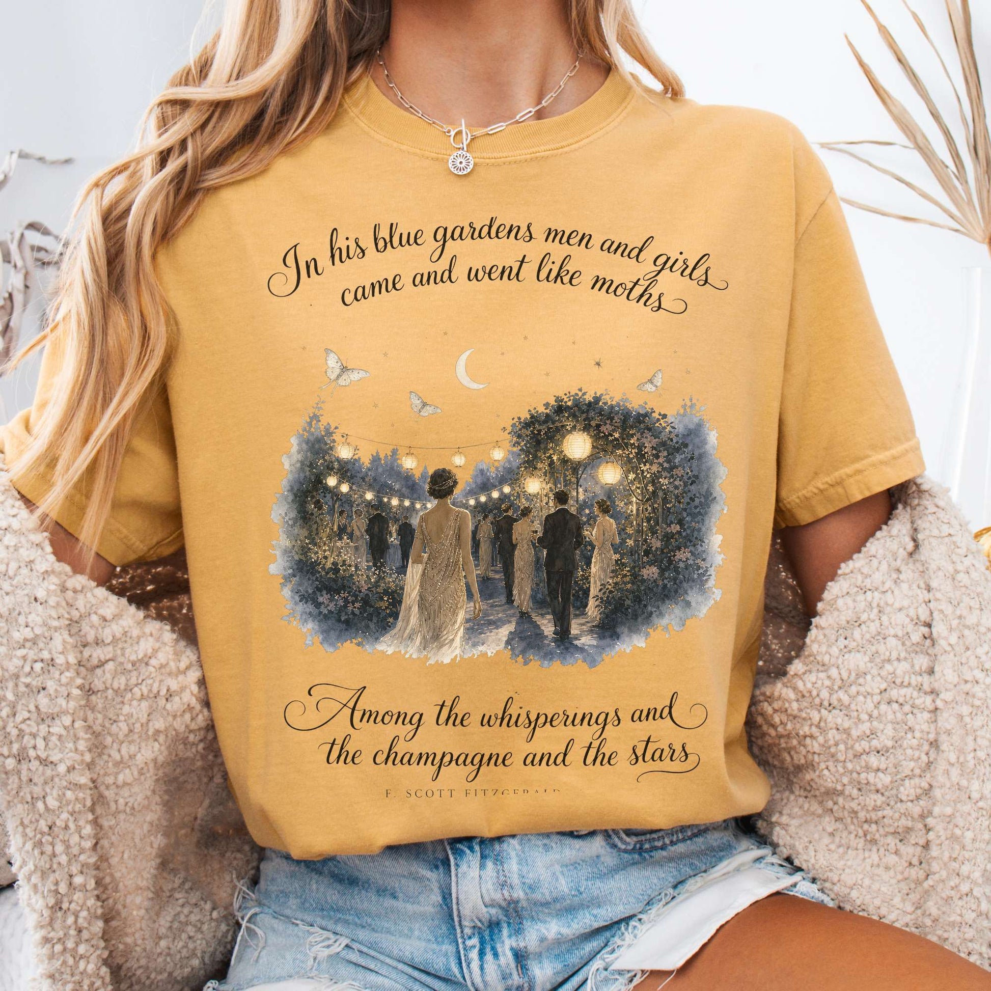 T-Shirt Mustard / S Among the Whisperings The Great Gatsby Fitzgerald Literary T-Shirt The Mystic Eden