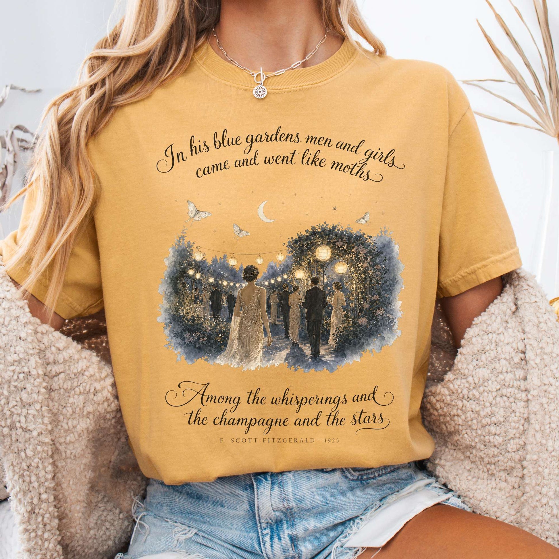 T-Shirt Mustard / S Among the Whisperings The Great Gatsby Fitzgerald Literary T-Shirt The Mystic Eden