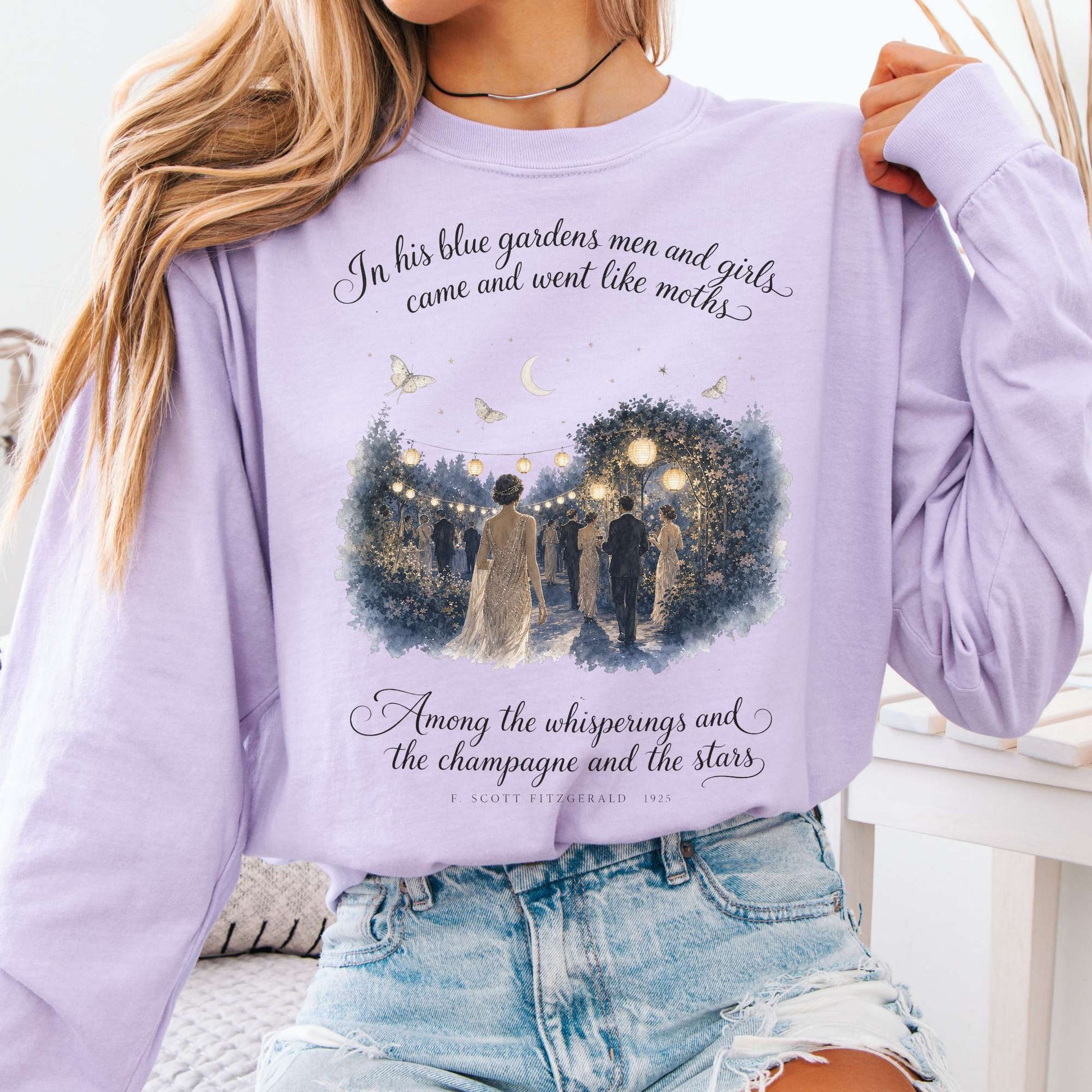 Long-sleeve Orchid / S Among the Whisperings The Great Gatsby Fitzgerald Literary Long Sleeve The Mystic Eden