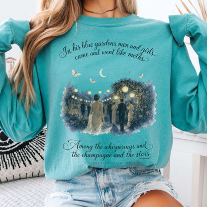 Long-sleeve Seafoam / S Among the Whisperings The Great Gatsby Fitzgerald Literary Long Sleeve The Mystic Eden