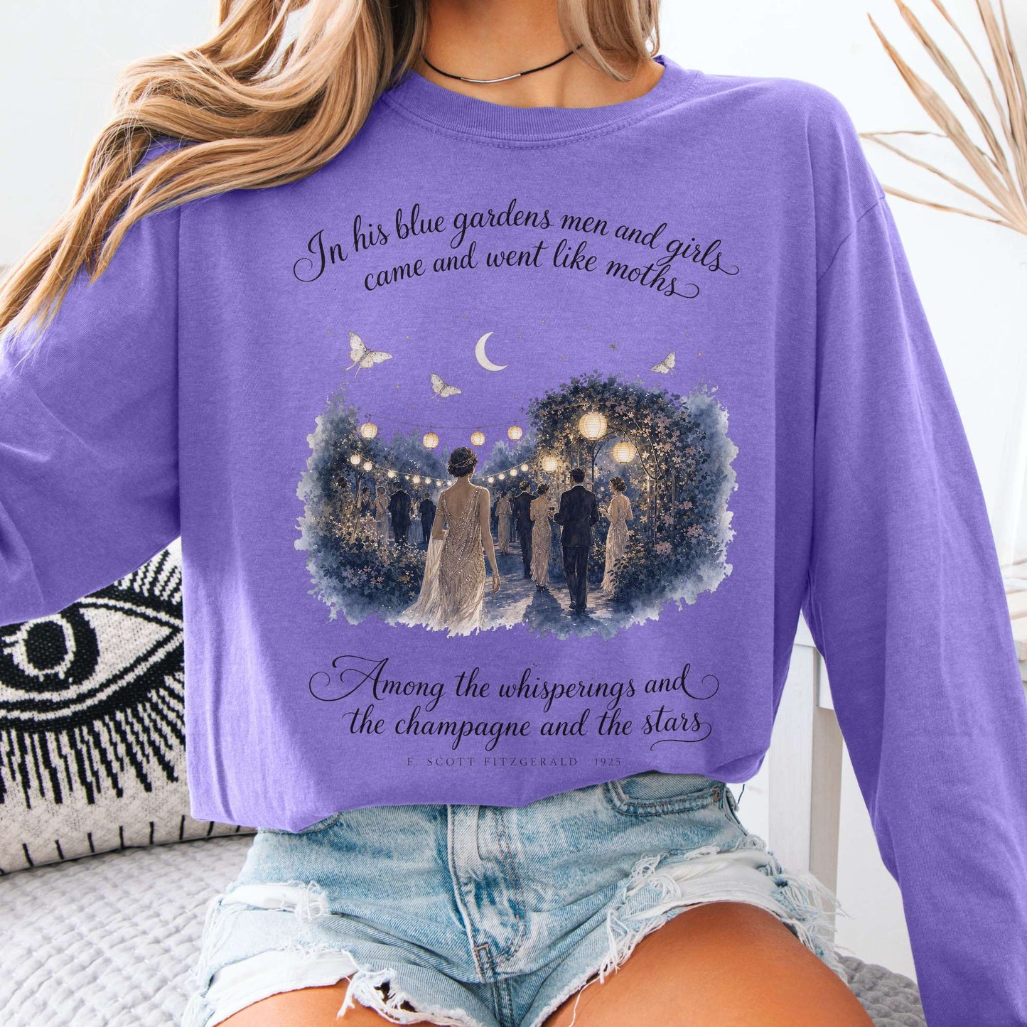 Long-sleeve Violet / S Among the Whisperings The Great Gatsby Fitzgerald Literary Long Sleeve The Mystic Eden