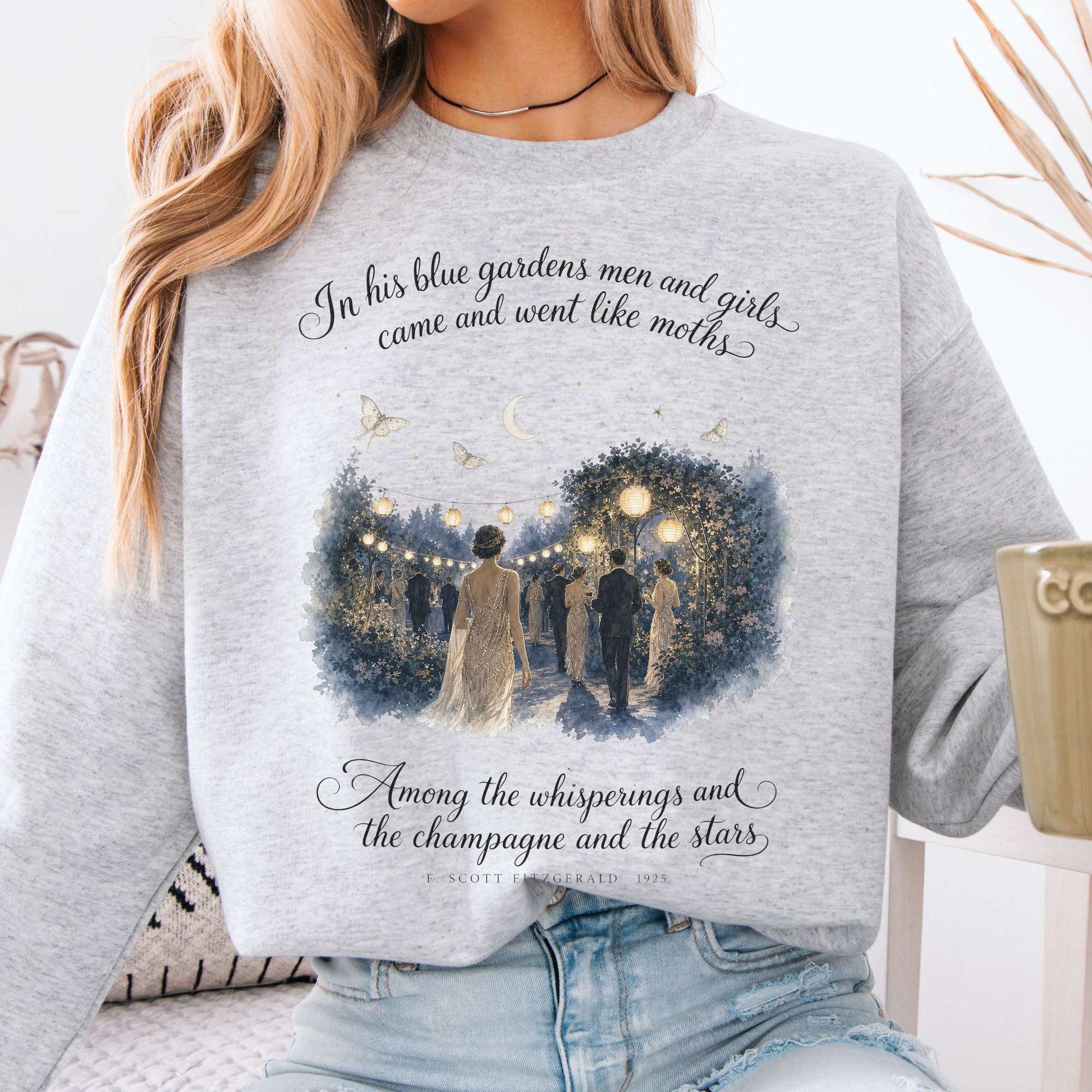 Sweatshirt Ash / S Among the Whisperings The Great Gatsby Fitzgerald Literary Crewneck Sweatshirt The Mystic Eden