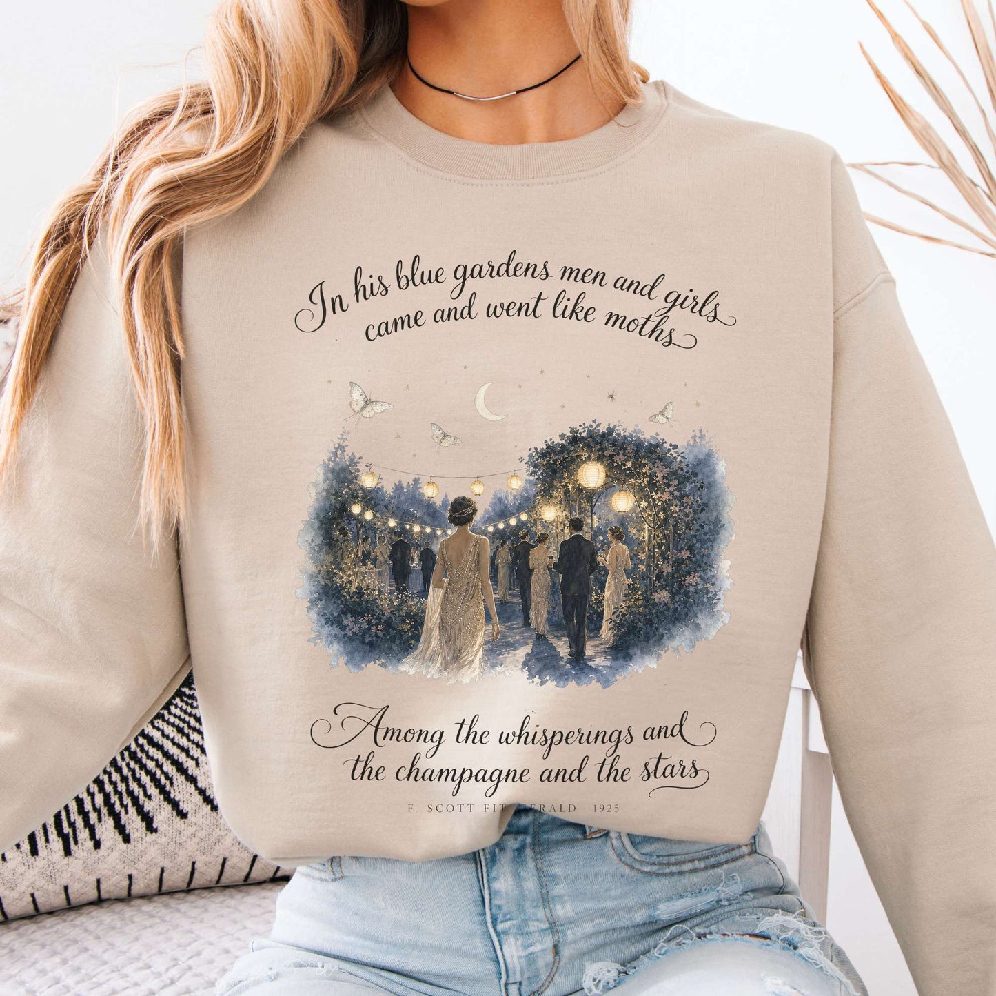 Sweatshirt Sand / S Among the Whisperings The Great Gatsby Fitzgerald Literary Crewneck Sweatshirt The Mystic Eden
