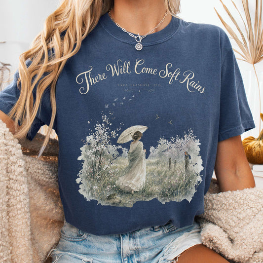 T-Shirt Denim / S There Will Come Soft Rains Sara Teasdale Literary T-Shirt The Mystic Eden
