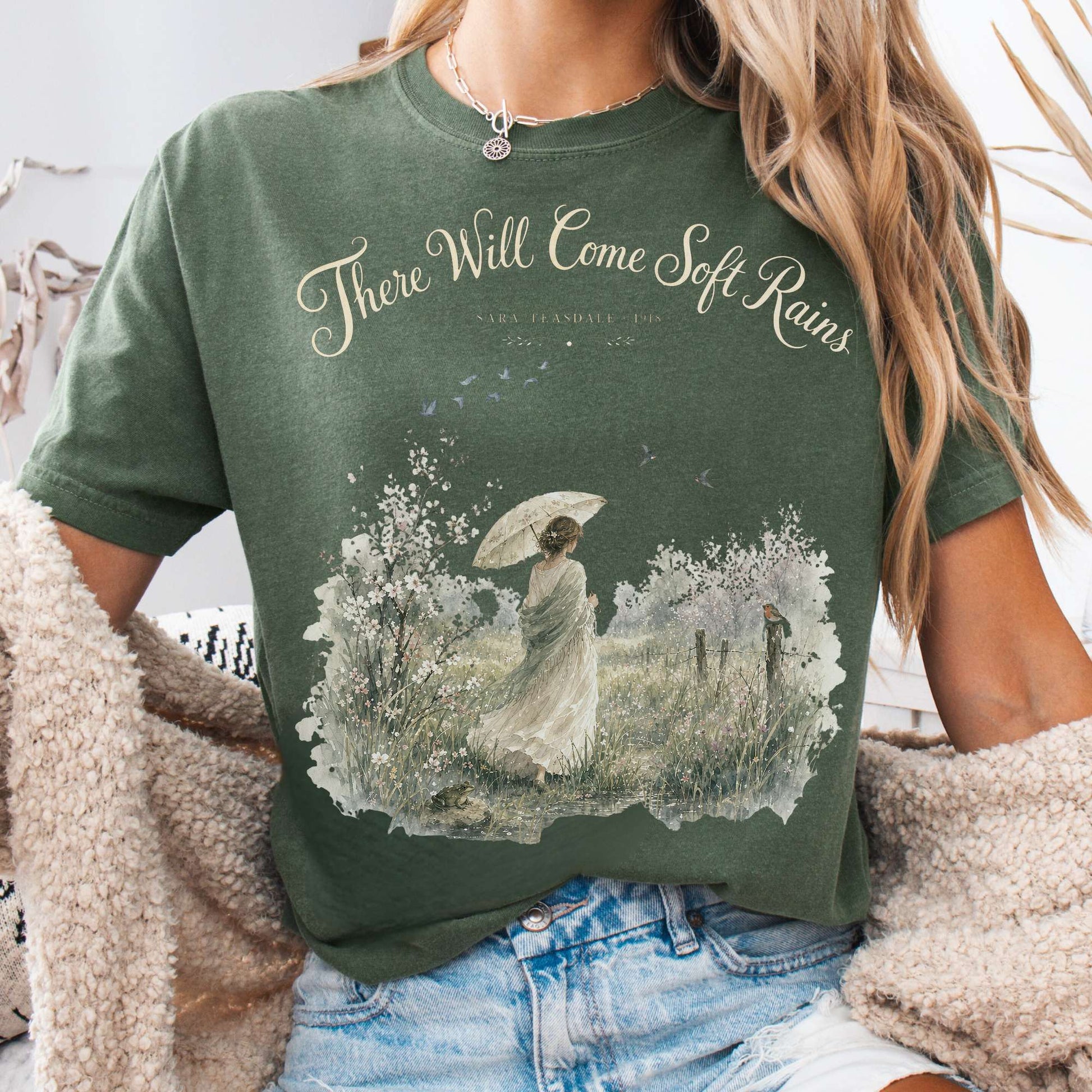 T-Shirt Moss / S There Will Come Soft Rains Sara Teasdale Literary T-Shirt The Mystic Eden