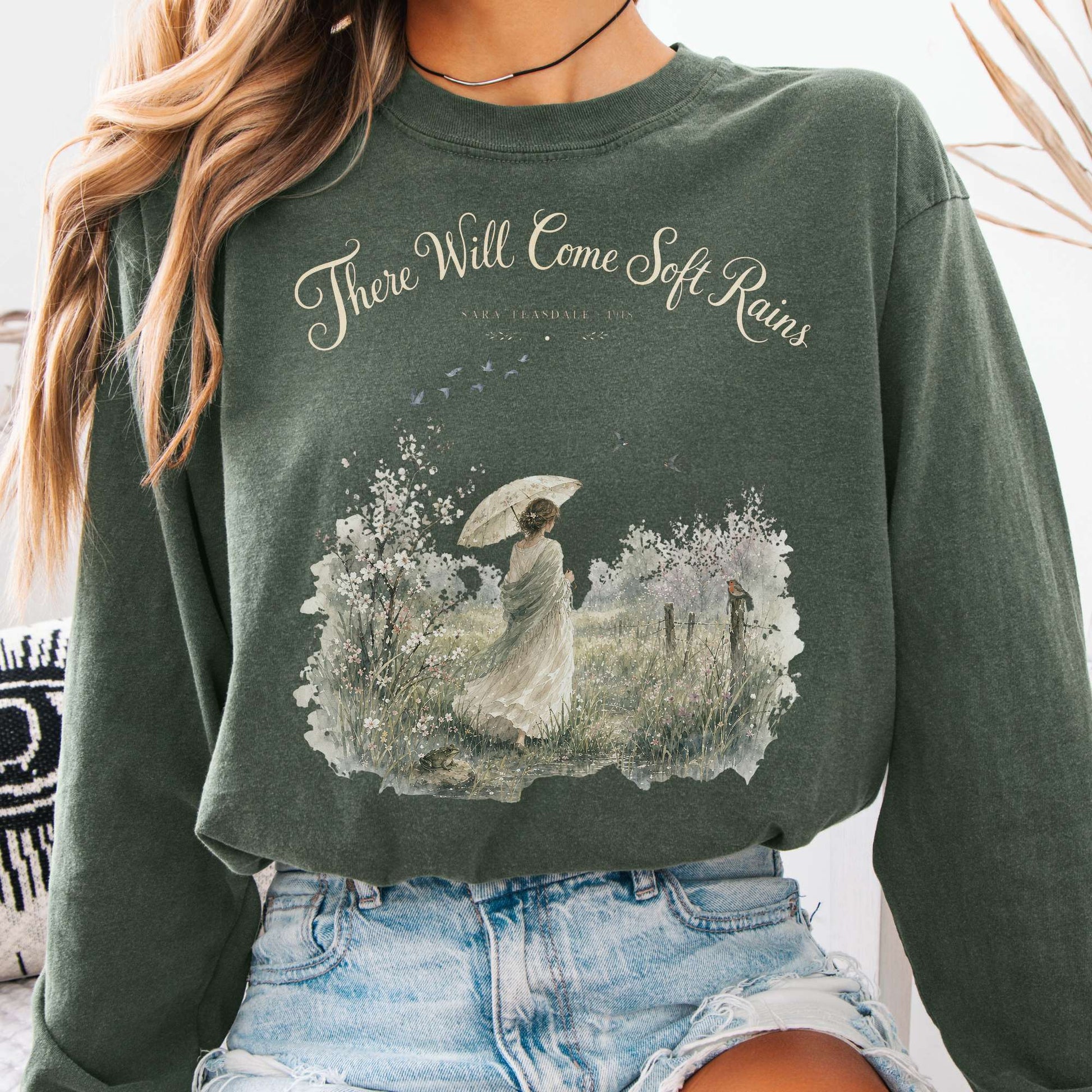 Long-sleeve Hemp / S There Will Come Soft Rains Sara Teasdale Literary Long Sleeve The Mystic Eden