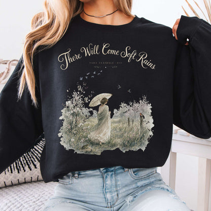 Sweatshirt Black / S There Will Come Soft Rains Sara Teasdale Literary Crewneck Sweatshirt The Mystic Eden