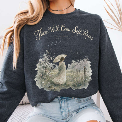 Sweatshirt Dark Heather / S There Will Come Soft Rains Sara Teasdale Literary Crewneck Sweatshirt The Mystic Eden