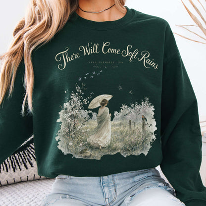 Sweatshirt Forest Green / S There Will Come Soft Rains Sara Teasdale Literary Crewneck Sweatshirt The Mystic Eden