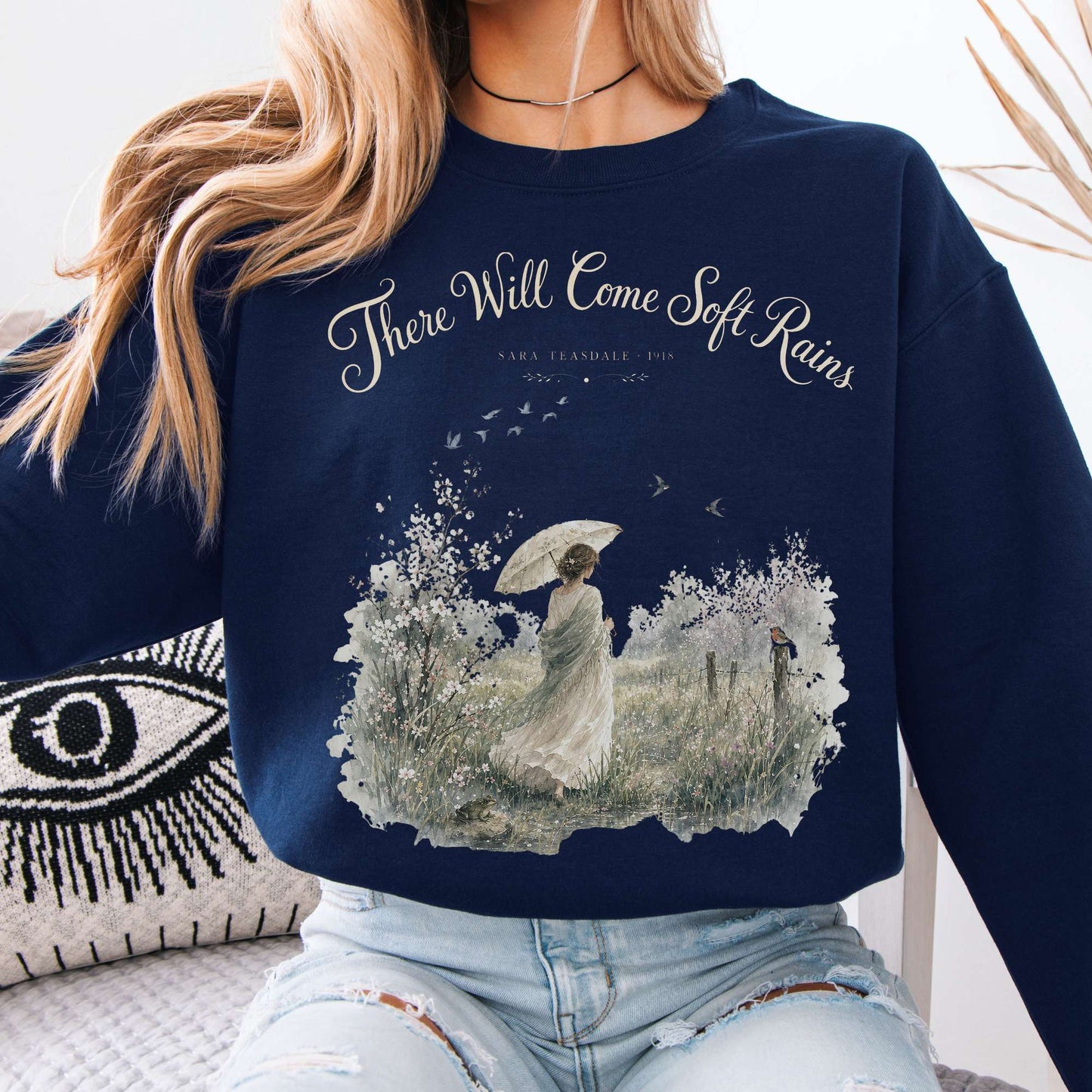 Sweatshirt Navy / S There Will Come Soft Rains Sara Teasdale Literary Crewneck Sweatshirt The Mystic Eden