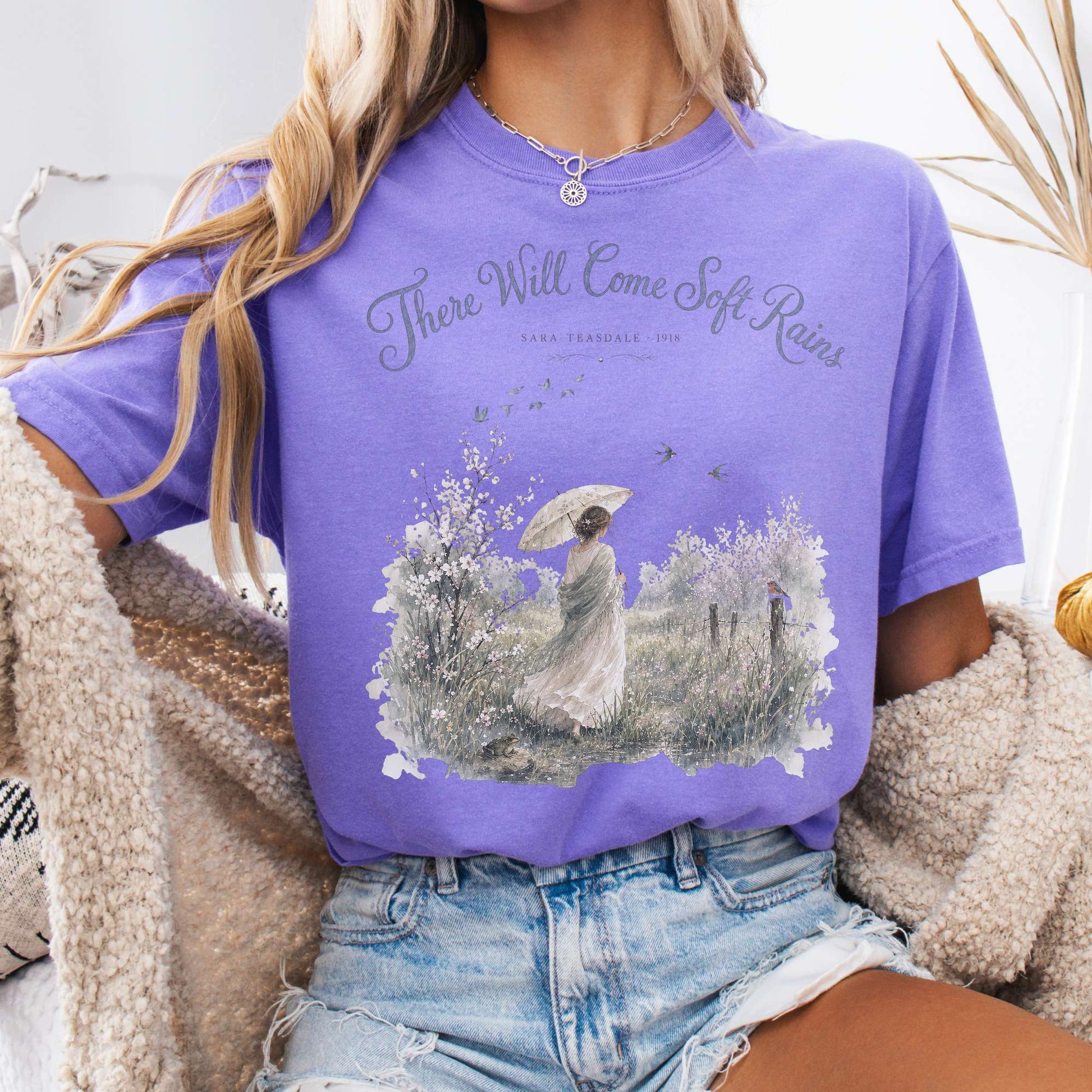 T-Shirt Violet / S There Will Come Soft Rains Sara Teasdale Literary T-Shirt The Mystic Eden